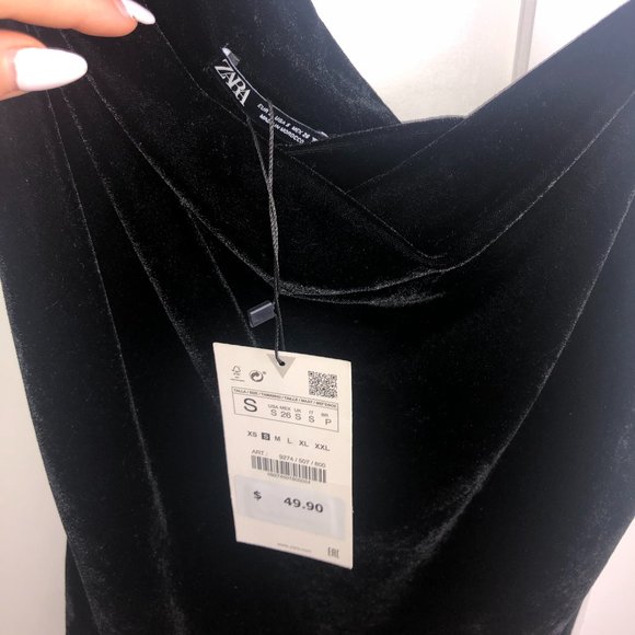 Zara Black Velvet Dress with Silver Strap - Picture 3 of 4